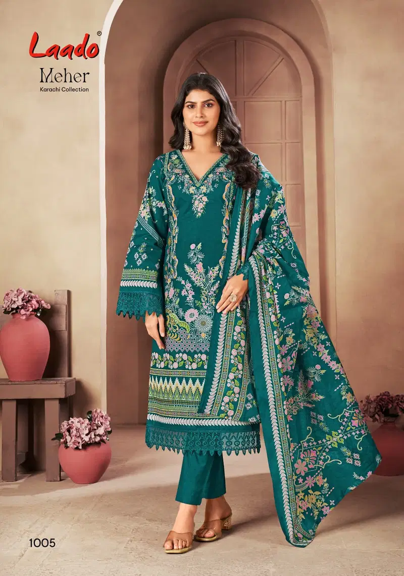 Meher Vol 1 By Laado Lawn Cotton Printed Dress Material Orders In India